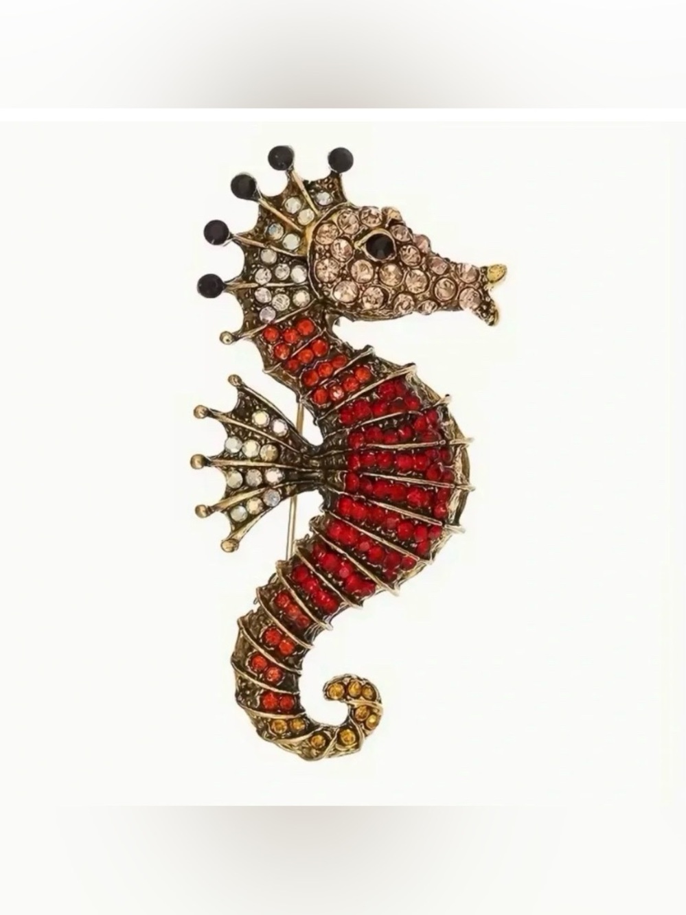Seahorse Rhinestone Encrusted Brooch Gorgeous New